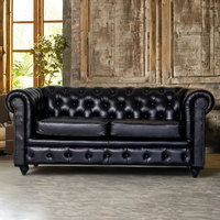 Canapé Chesterfield en cuir véritable de luxe |   Cadre en bois massif fait main |   Couleurs et tailles personnalisées |   Utilisation à domicile ou en hôtel |   Akku Art Exports