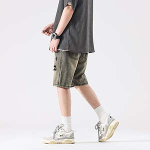 2025 Premium <b>Men's</b> Denim <b>Shorts</b> <b>with</b> <b>Pockets</b> Solid Pattern Eco-Friendly Hip Hop Style Plain Dyed New Casual <b>Shorts</b> - Product Image 5