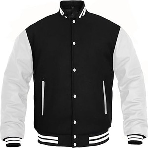 Custom Your logo Cotton <b>Fleece</b> Varisty Jacket Long Sleeve Banded Collar Letterman Jacket Baseball Jacket made by Dress Sports - Product Image 4