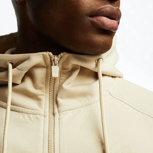 Novedades de Invierno, Conjunto de Sudadera con Capucha y Pantalones Deportivos de Algodón, Color Beige Sólido, Personalizable, con Cierre Completo, para Hombre - Product Image 4