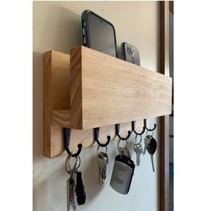 Porte-clés en bois au design étonnant pour l'entrée murale du courrier et porte-clés avec étagère Crochet pour porte-clés mural de maison - Product Image 2