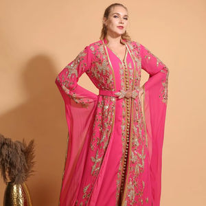 Vestido Kaftan Islámico de Estilo Modesto, Transpirable, con Cuentas Hechas a Mano, Antiestático, Suministro ODM para Bodas y Fiestas, Técnica de Bordado - Product Image 1