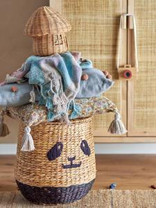Water hyacinth <b>basket</b> <b>with</b> a panda-shaped woven <b>lid</b> Handmade Storage <b>Basket</b> Wholesale eco-friendly Made in Vietnam - Product Image 3