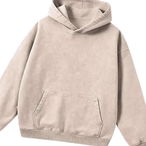 Sweat-shirt à capuche beige délavé, style vintage minimaliste, en molleton doux, streetwear, vêtement d'hiver pour hommes et femmes - Product Image 3