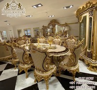 Ensemble de table et chaises de salle à manger en teck de style européen traditionnel, mobilier de salle à manger haut de gamme de luxe, durable, hauteur réglable