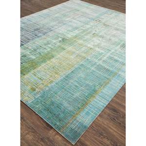 Tapis Kavi bleu noué à la main en laine et soie de bambou Unstring Srb(701) à motif abstrait pour usage domestique - Product Image 2