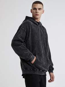 Men's Vintage Wash Eco-Friendly Windproof Breathable Fleece <b>Hoodie</b> 100% High Quality Cotton Heavyweight <b>Large</b> Size Solid Pattern - Product Image 3