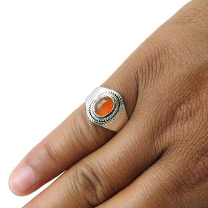 Piedra preciosa de cornalina naranja Natural 100%, joyería de plata fina semipreciosa, anillos de promesa hechos a mano de plata de ley sólida 925 a granel - Product Image 4
