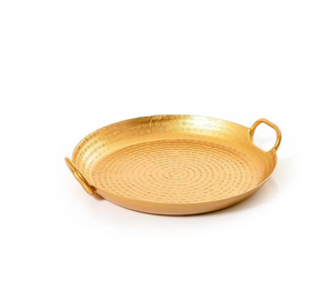 Plateau de service en métal plaqué or de style moderne et élégant, de qualité supérieure, passe au lave-vaisselle durable pour les boissons et les fêtes - Product Image 1
