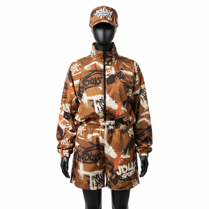 Women Windbreaker Short Set Lightweight Woven <b>Polyester</b> <b>Nylon</b> <b>Fabric</b> 120 GSM Breathable Sublimation Logo Windbreaker Short Set - Product Image 6