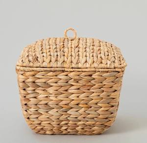 Cesta de Almacenamiento Rústica Tejida de Jacinto de Agua Ecológica de Alta Calidad, Tapa de Color Personalizado, Multiusos para el Hogar, Hotel/Restaurante - Product Image 2