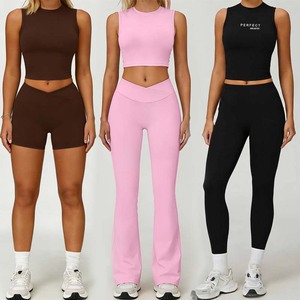 Conjunto Deportivo Personalizado y Cómodo para Mujer, Ropa de Gimnasio, Yoga, Top Corto sin Costuras, Leggings de Cintura Media, Estampado, Transpirable, Spandex - Product Image 2
