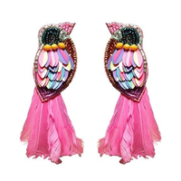 Boucles d'oreilles en forme d'oiseau perlé multicolore faites à la main légères bijoux inspirés des plumes pour femmes et filles par glowin fashion