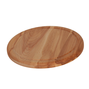 Tabla de cortar redonda de madera de haya de 22 cm con ranura para jugo, acabado con aceite vegetal, tabla para servir, venta al por mayor, logotipo personalizado - Product Image 1