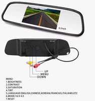 Kit de rétroviseur de voiture avec écran de 4,3 pouces | Caméra de recul à vision nocturne 8 LED | Système de capteurs de stationnement étanche DC 12V pour aide au recul
