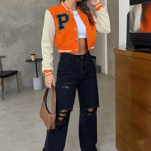 แจ็กเก็ตผ้าซาตินสำหรับผู้หญิงแจ็คเก็ตบอมเบอร์เลตเตอร์สำหรับฤดูหนาว - Product Image 3