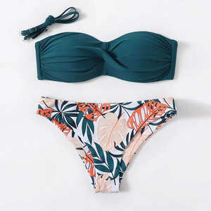 Conjunto de Bikini Deportivo de 2 Piezas con Sujetador sin Tirantes y Braguita, Traje de Baño Sostenible OEM, 100% Algodón, Secado Rápido, Transpirable, para Mujer - Product Image 4