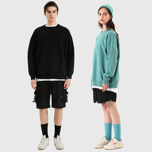 Alta calidad 380 GSM sudadera en blanco de gran tamaño gota hombro Sudadera con capucha bordado personalizado Unisex 100% algodón cuello redondo sudaderas - Product Image 3