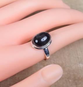 แหวน925ดาวสีดำทำด้วยมือเงินพลอยธรรมชาติรูปวงรีของขวัญสำหรับคริสต์มาส - Product Image 4