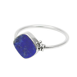 New Arrival Luxury Design 925 Sterling Silver Natural <b>Lapis</b> <b>Lazuli</b> Gemstone Cushion Shape <b>Ring</b> for Birthdays Parties Jewelry - Product Image 1