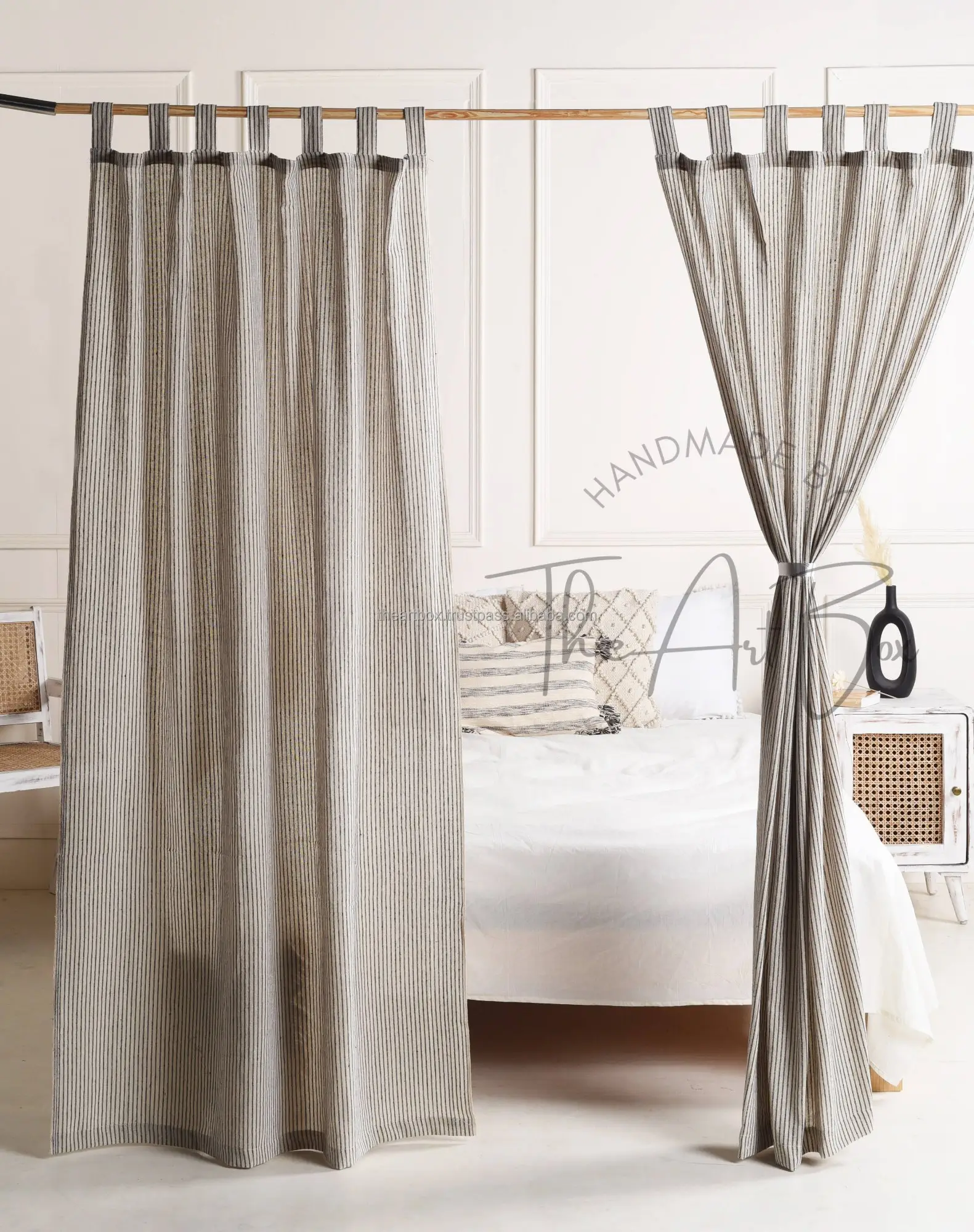 Door Window Curtain Premium Soft Fabric Handmade Plain Cotton Hanging Drapes 120 Inches Curtain Without Rod