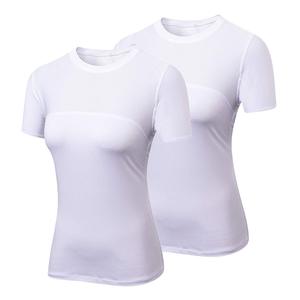 T-shirt de sport à manches courtes et col rond, personnalisable avec logo, haute compression, respirant, extensible dans quatre directions, pour yoga et fitness - Product Image 1