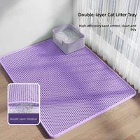 Tapis à litière pour chat double couche avec matériau EVA et silicone, anti-éclaboussures, facile à nettoyer, tapis pour litière de chat