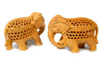 Statue d'éléphant en bois artisanale traditionnelle indienne avec design Feng Shui, grande taille, pour la décoration de la maison, des restaurants et des hôtels