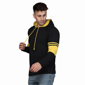 เสื้อฮู้ดผู้ชายแบบสวมหัวผ้าคอตตอนสีดำเสื้อฮู้ดแบบสวมหัวทรงหลวมใส่สบายปกติ - Product Image 5