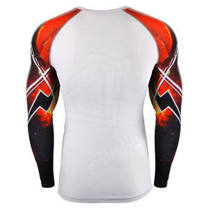 Longue chemise de compression en nylon personnalisée pour hommes Séchage rapide Confortable Rush Guard Gym MMA Utilisation Impression par sublimation Motif uni - Product Image 2
