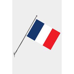 Ensemble de mât de drapeau télescopique France avec techniques d'impression numérique sur bannières en polyester à fixation murale - Product Image 1