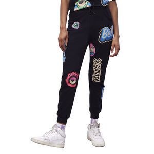 Pantalones de chándal ajustados con estampado gráfico de calle personalizado para mujer, joggers de entrenamiento de algodón transpirable, cintura elástica, personaje plano - Product Image 1