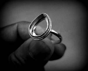 Genuine 925 Sterling Silver Pear Shape Vintage Design Blank Bezel Setting Collet Semi-Mount Ring Wholesale Handmade Fine Jewelry - Product Image 1