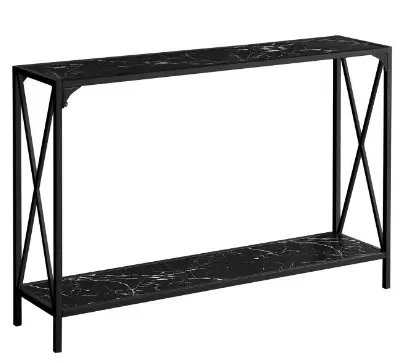 Consola de entrada de madera y aluminio, mueble de diseño clásico, color negro oscuro