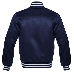 Venta caliente 100% poliéster tejido de punto satén bombardero béisbol chaqueta universitaria para hombres mujeres bordado personalizado Logo Casual - Product Image 2
