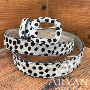 Nuevo pelo hecho a mano en estampado de animales cinturón de mujer occidental hecho a mano 100% cuero Real estilo bohemio cubierta de piel hebilla cinturón para Jeans - Product Image 1