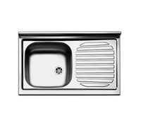 Évier de cuisine rectangulaire en acier inoxydable de haute qualité, fabrication italienne Negrari, à poser sous le plan, avec grille d'évacuation, couleur argent