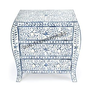 Mesita de noche hecha a mano con incrustaciones de hueso de estilo moderno para decoración del hogar de alta calidad - Product Image 5