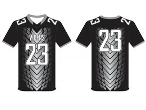 Camiseta de diseño personalizado para fanáticos del fútbol americano, transpirable, que absorbe la humedad, secado rápido, 100% poliéster, Camiseta estampada con transferencia de calor - Product Image 3