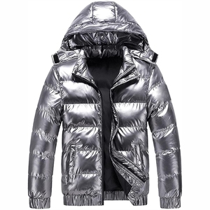 Veste matelassée grise pliable pour homme - Chaude pour l'hiver, imperméable, veste de ski à capuche - Product Image 4