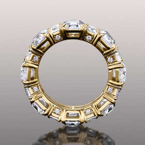 แหวนเพชรทรงเหลี่ยมสังเคราะห์ 14K ทองคำ สำหรับผู้หญิง สไตล์คลาสสิกแบบ Eternity เหมาะสำหรับเป็นแหวนแต่งงานหรือแหวนหมั้น ให้ความรู้สึกสดใส - Product Image 3