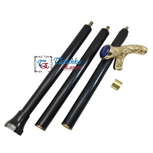 Canne de marche en bois avec poignée en laiton vintage, pierre turquoise, design moderne et élégant, pliable, artisanale, style Art Déco, durable, pour l'extérieur - Product Image 4