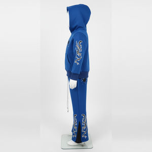 Nouveaux styles, vente chaude pour adultes, streetwear, sweat à capuche zippé en satin doublé, pantalon évasé en molleton de coton, survêtement unisexe imprimé sur mesure - Product Image 3