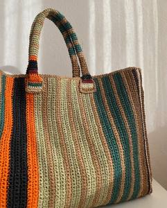 Sac fourre-tout en raphia fait main - Grand sac en paille bohème - Product Image 1