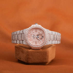 Montre de luxe pour homme, entièrement pavée de diamants, or rose, acier inoxydable, mouvement automatique, haute qualité, style hip-hop - Product Image 1