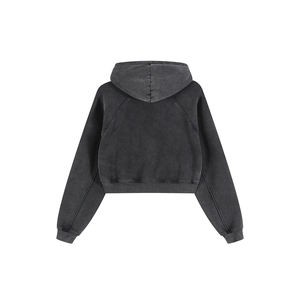 Sudadera con capucha recortada lavada con nieve para mujer, sudaderas con capucha en blanco de lana pesada personalizadas, ropa informal de algodón de alta calidad, sudaderas con capucha - Product Image 2