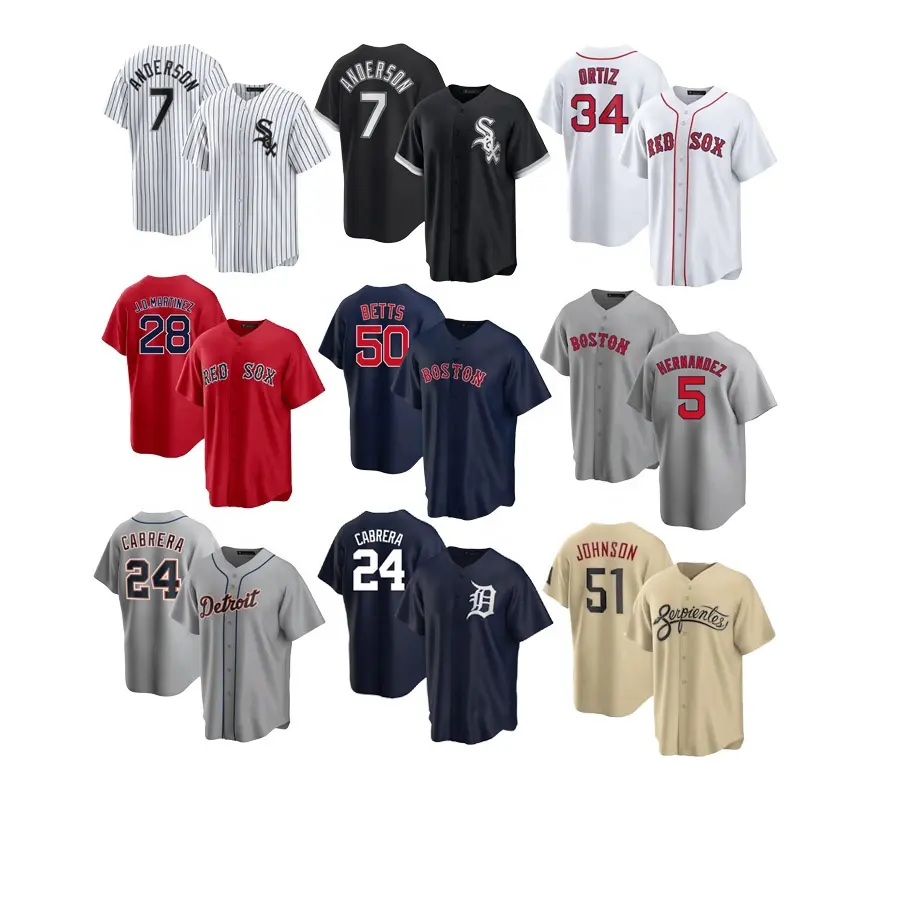 Geborduurde Honkbal Jersey Uniformen Wit Rood Sox Diamondback Detroit Tijger Mlbing Shirts Gestikt Custom Alle 30 Teams