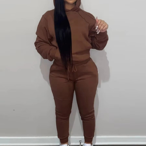 Conjunto de chándal con cordón y bolsillo de canguro personalizado para mujer, jersey con capucha XL, sudaderas con capucha, pantalones, estilo deportivo informal, forro polar de invierno - Product Image 1