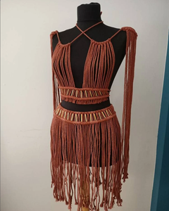 Melissa Macrame 2 piezas Set, Macrame Dress, Boho hippie Festival dress Top Women Macrame Beach Dress - Product Image 1