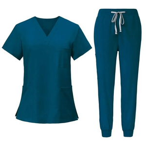 Venta caliente Unisex XL médico enfermera Scrubs traje de manga corta tejido Hospital uniformes con diseños elásticos de calidad superior - Product Image 4